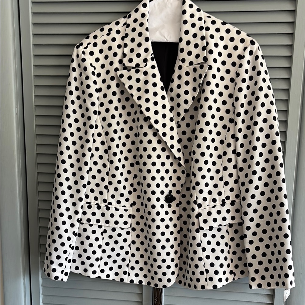 Jones Studio Black and White Polka Dot Blazer